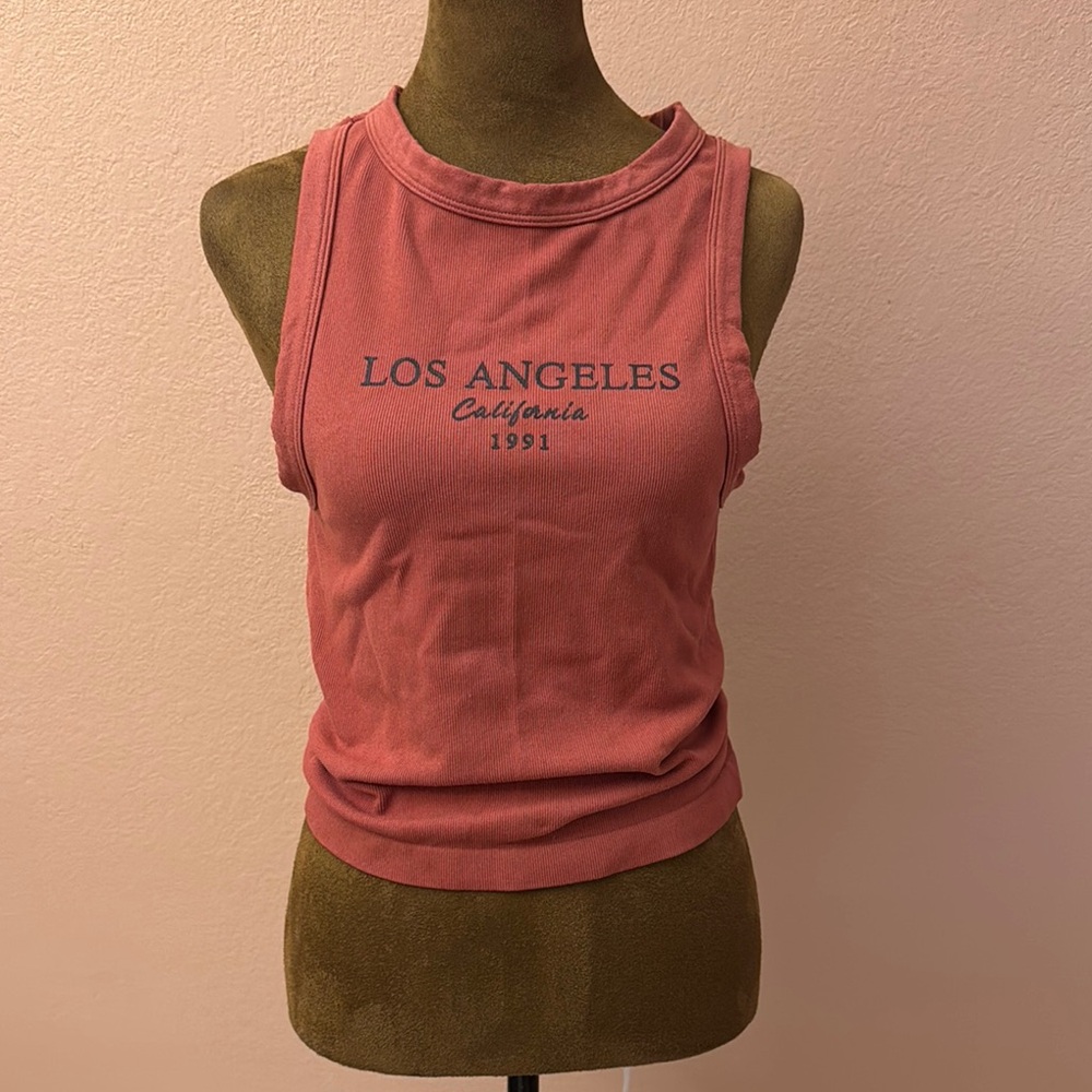 Los Angeles Graphic Sleeveless Tank Top - Rose
